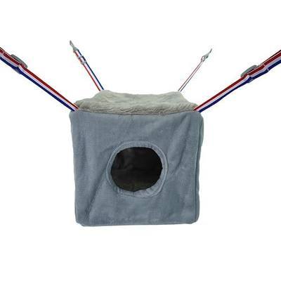 Ferret Cube Hammock Hanging Bed for Ferrets Rats Chinchilla Sugar Gliders or Other Small Animals Three-Door Hammock(Grey)