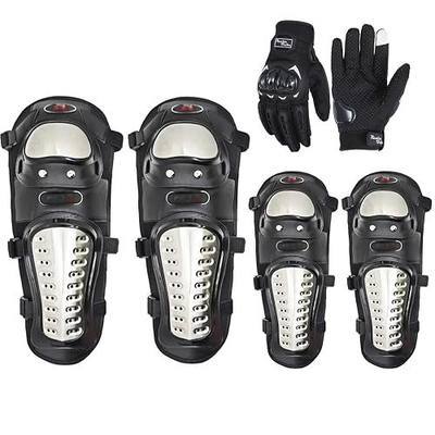 6pcs Alloy Steel Motorcycle Knee Pads Elbow Pads with Motorcycle Gloves, Motorcycle Accessories, Motocross Knee Shin Guards Dirt Bike Riding Gear for Men and Women