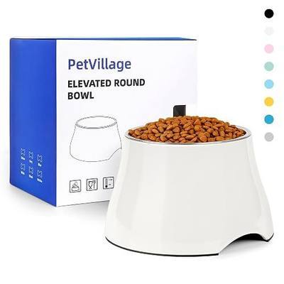 Dog Bowls,Cone Friendly Non Slip Single Dog Bowl with Stainless Steel Inner, Raised Bowls for Small Dogs Spaniel Dogs Long Ear, High Capacity, M/2 Cup White