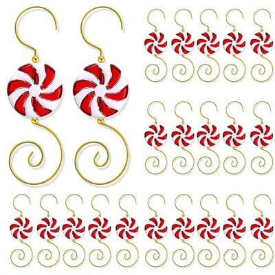 Christmas Ornament Hooks Candy, 20 Piece Candy Bead Wire Hangers for Christmas Tree Decorating