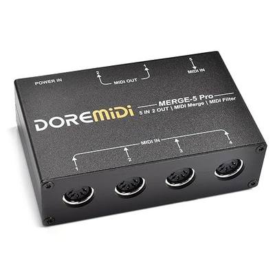 MERGE-5 Pro Can Merge Up To 5 MIDI Input Signals Into 1 MIDI Data Stream Can Be Output Directly Through 2 MIDI Interfaces