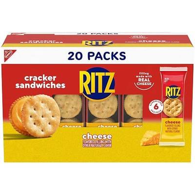RITZ Cheese Sandwich Crackers, Lunch Snacks, 20 Snack Packs (6 Crackers Per Pack)