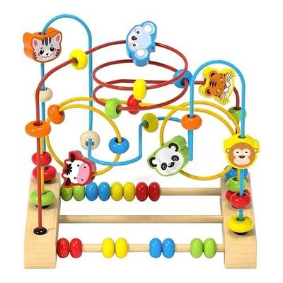 QZMTOY Bead Maze Toy for Toddlers Wooden Bead Toys Colorful Roller Coaster Preschool Educational Toys for Kids Classic Birthdday Gift for Toddlers Baby Infant Boys Girls…