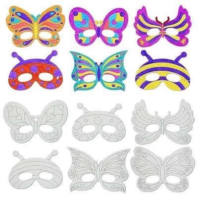 24 PCS Color Your Own Paper Masks, DIY Masks Craft Art Kits for Kids, Birthday Party Favors, School Coloring Activities
