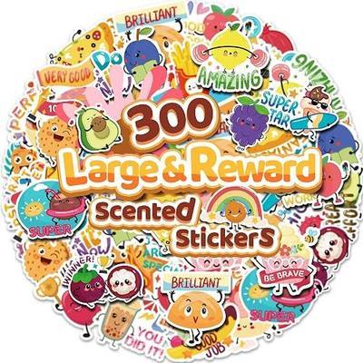 Scratch and Sniff Stickers for Kids, 300PCS Large Scented Reward Stickers | Smelly Incentive Sticker for Kids Gift, Bigger Motivational Stickers, Student Classroom Must Haves, School Supplies