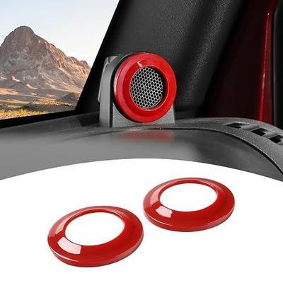 for Jeep JK A Pillar Speaker Trim Cover Rings Compatible with 2007-2014 Jeep Wrangler JK JKU Red Interior Accessories 2pcs