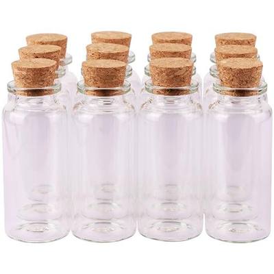 MaxMau 30ml Cork Stoppers Glass Bottles, Small Jars for Candy Wishing Bottle Wedding Favors (12 Sets)