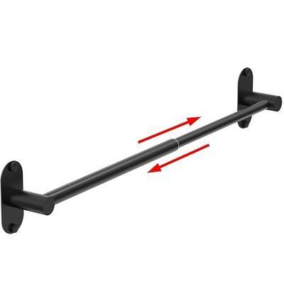 Towel Bar, Adjustable 14.4inch - 25.2inch Towel Rack, Self Adhesive Wall Mounted for Bathroom Kitchen Hand Towel Holder Cloths Hanger 304 Stainless Steel Organizer Single Bar (1, Matte Black)