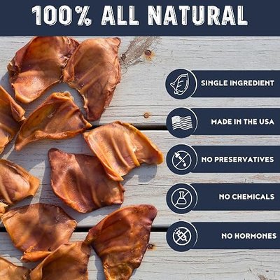 Pig Ears for Dogs Made In USA | Pork Ear Dog Chews Long Lasting | Natural Pigs Ears Dog Treats for Aggressive Chewers | Great For Small & Large Dogs | No Rawhide, Additives or Preservatives (30 Count)