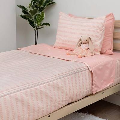 Beddy's Pink Ballet Shoes All-in-One Zipper Bedding Set for Kids - Twin | Smooth-Glide Zippers, Easy To Make & Wash, Soft Durable Fabric, Pink Ballet Shoe Interior, Includes Pillowcase & Sham