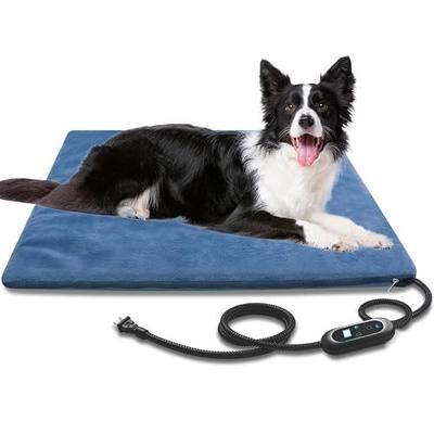 Large Size Pet Heated Pad Electric Heating Pad for Dogs, Waterproof Dog Cat Heated Bed Pad, Adjustable Warming Mat with 6 Temperature & 4 Timers Set Auto Off Anti-Chew Cord (XL-36"x24")