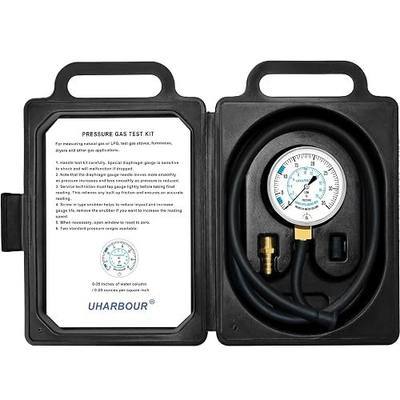 UHARBOUR LP Gas Manometer Pressure Tester 0-35" W.C, 1/8" NPT | Barbed Connection Fitting with 40" Hose for Gas Pressure Testing