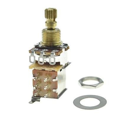 Dopro Full Brass Shaft Push/Push Pot Guitar Bass Audio/Linear Taper Potentiometer with USA Thread Shaft A500K Audio Taper 16mm Shaft