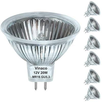 Vinaco 6 Pack MR16 Halogen Bulb 20W 12V, 2800K Warm White, Dimmable, GU5.3 Base, 300 Lumens, 3000 Hour Life, Indoor/Outdoor