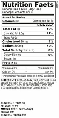 Cloverdale Summer Sausage Sticks, 5 Grams Protein, Low Sugar, Gluten-Free, No Added MSG - Snack Size Summer Sausage Sticks 3 Ounce (Pack of 4)