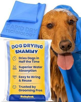 rubyloo Shammy Dog Towels for Drying Dogs Large - 34" x 26" Ultra Absorbent Technology Dries Dogs 2X Faster - Easy to Wring Out & Reuse - Compact for Bath, Swim, Rain, Travel, Cooling - 1 Pack | Rapid Dry Technology Synthetic Chamois; Dries Dogs 2X Faster; Easy to Wring & Reuse; Bath, Swim & Rain; C