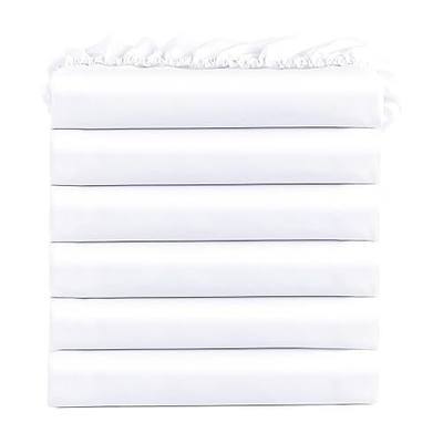 FreshCulture Twin Fitted Sheets, Bulk Pack of 6, Deep Pocket, Soft Microfiber Bottom Sheets for Home, Salons, Hotels, Twin Size Fitted Sheets Only (White)