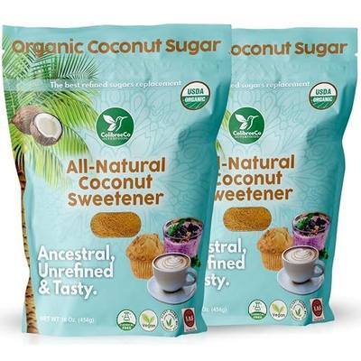 Colibreeco, Organic Coconut Sugar, 1 Pound (Pack of 2): Perfect for Sweetening Drinks & Recipes | Low Glycemic Sugar Substitute, USDA Organic | Unprocessed & Chemical-Free | Powdered Coconut Palm Sugar.