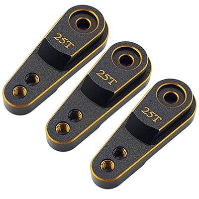 Aluminum 25T Servo Horn for 1/10 SCX10 Traxxas TRX4 RC Crawler(Black Gold) | 25 Teeth Steering Servo Arm,Hi-Torque,Axial Tamiya 1/10 Scale,CNC Machined,High Strength,Precision Fit