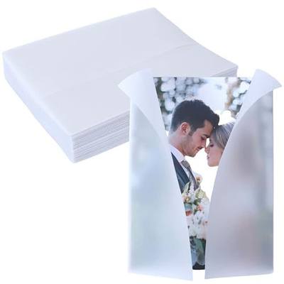 50 Pack Pre-Folded Vellum Jackets for 5x7 Invitations Translucent Vellum Tracing Paper for Wedding Invitations Wrap Liners for DIY Photos Postcards Scrapbook Envelopes(93gsm)