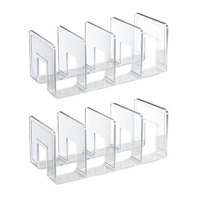 2PCS Acrylic File Organizer for Desk, Desktop Document/Mail Organizer, 4 Compartments Plastics Invisible Bookshelf Floating (12.5" x 5.7" x 5", Clear)