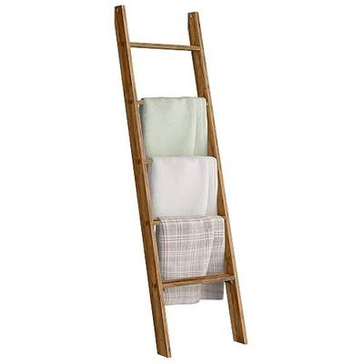 VASAGLE CUSTOS Collection - Blanket Ladder Decorative Farmhouse for the Living Room, 5-Tier Ladder Shelf, Ladder Rack for Storage and Decor, Honey Brown ULLS018K41