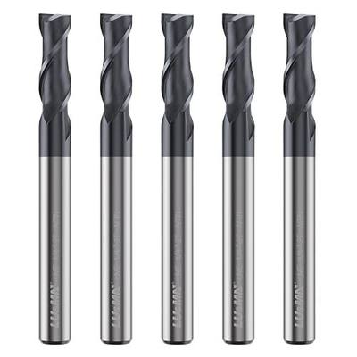 Carbide Square End Mill - 2 Flute - 1/4" 2T (5 Piece, 1/4") - for Milling Alloy Steels, Hardened Steel, Metal & More – Mill Bits Sets for DIYers & Professionals by LU&MN