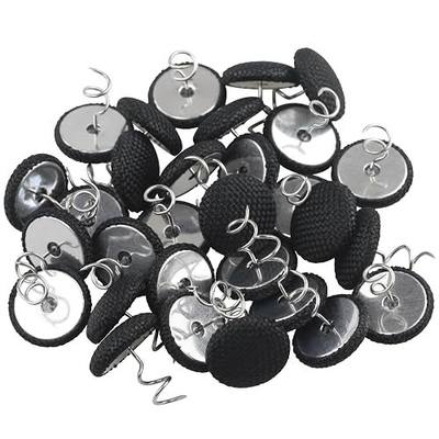 Upholstery Tacks Bed Skirt Pins - 30 Pcs Fabric Covered Button Twist Pins for Slipcovers, Bedskirts, Armrest Covers, Headliners (Black)