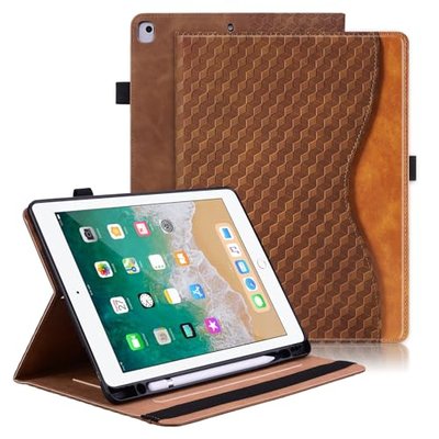 Varohix Case for iPad 9th 8th 7th Generation (2021/2020/2019) 10.2 Inch,iPad Air 3rd Generation PU Leather Cover Multi-Angle Viewing Stand with Card Pocket for ipad 9th Generation Case,Brown