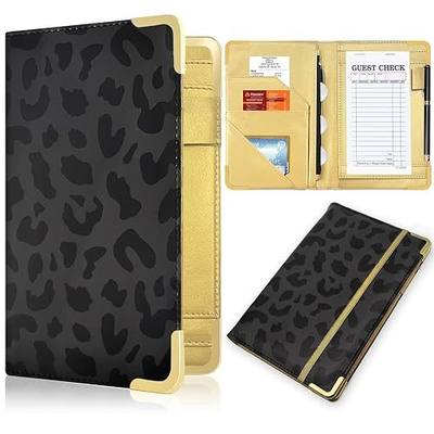 Server Book, Painted Server Books for Waitress, Durable Leather Waitess Book with Zipper Pocket,Server Manual Checkbook Fits Server Apron