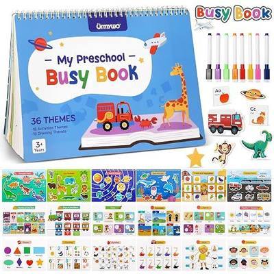 URMYWO Montessori Preschool Busy Book for Toddlers 3-5, Preschool Learning Activities with Tracing, Matching & Coloring, Travel Toys Activity Learning Book for Car Rides and Quiet Time
