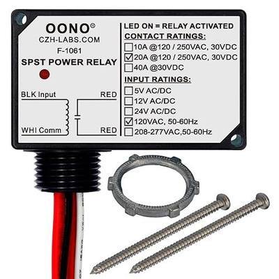 AC 120V SPST 20Amp 250Vac/30Vdc Power Relay Module, Plastic Enclosure and Pre-Wired