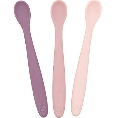 WeeSprout Silicone Baby Spoons - First Stage Infant Feeding Utensils With Soft-Tip, Bendable Kitchenware for Parent & Self-Feeding, Ultra-Durable, Dishwasher Safe, Travel Case, Set of 3