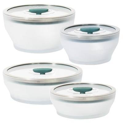 Anyday 8-Pc Glass Microwave Cookware Set (Kale) | Food Storage Set, Plastic-Free Containers, Stackable Airtight Steamer, Vented Glass Lid, Reheating, Steaming Vegetables, Rice