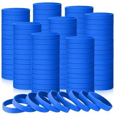 Liliful 50 Pcs Silicone Wristbands Plain Rubber Bracelets,Blue