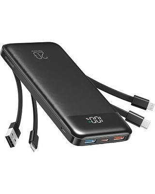 charmast 20000mAh Portable Charger with Built in Cables, 22.5W Travel Power Bank Fast Charging, USB C Cell Phone Battery Pack for iPhone 17/16/15/14/13/12 Series, iPad, Samsung, Android, Tablet
