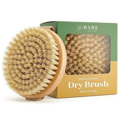 Bare Botanics Dry Brushing Body Brush for Lymphatic Drainage | Medium Firmness Cruelty Free Natural Boar Bristles Improves Circulation and Gently Exfoliates | Ergonomic Elastic Strap
