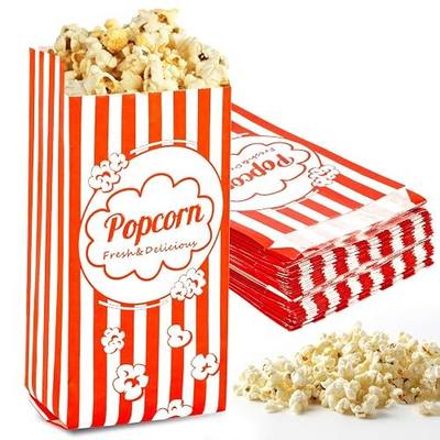 MAQIHAN 100pcs Popcorn Bags 1oz - Small Disposable Paper Bags for Popcorn | Popped Kernels Mini Containers, Movie Night Supplies for Halloween, Christmas, Carnival Party, Popcorn Machine Accessories