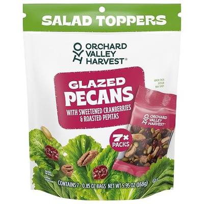 Orchard Valley Harvest Salad Toppers Glazed Pecans with Sweetened Cranberries & Roasted Pepitas, 0.85 oz (Pack of 7) Resealable Bag, Gluten Free, Non-GMO, No artificial colors or preservatives, Healthy Snacks for Adults