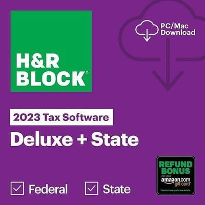 (Old Version) H&R Block Tax Software Deluxe + State 2023 with Refund Bonus Offer (Amazon Exclusive) (PC/MAC Download)