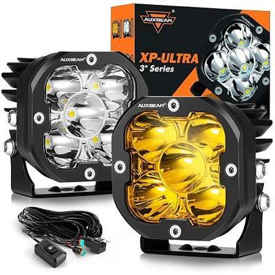 Auxbeam XP-Ultra Series 3 Inch LED Pods 9600LM Spot Beam Offroad Lights | 80W Output, 30° Focused Spot Beam, Amber White Covers Ditch Lights, Auxiliary Off-Road Light, for Trucks Jeep 4x4 ATV UTV SUV