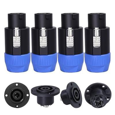 HBU 4 Sets Speakon Connector 4pcs 8 Pole Speakon Connectors & 4-pcs Sockets | HBU NL8 Speakon Connectors & 8 Pin Panel Mount Chassis Adapter, Twist Lock for NL8FC, NL8FX, NLT8X, NL8MP High Current Plugs