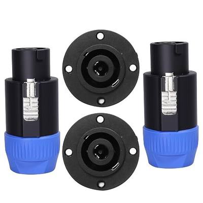 HBU 2 Sets 8 Pole Speakon Connector Kit - NL8FC Adapter and Chassis Socket | 2pcs 8 Pin Speak-ON Connectors & 2pcs Panel Mount Sockets Adapter, NL8FX, NL8FC, NL8MP 8 Conductor Speak-ON Plug Twist Lock