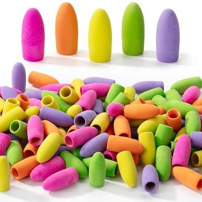 Mr. Pen- Pencil Top Erasers, 120 Pack, Vibrant Colors, Latex-Free | No-Smudge Cap Pencil Erasers for Precise Erasing, Kids, Teachers, Studying Supplies