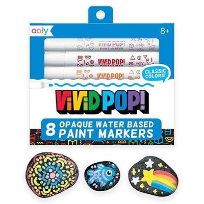 Ooly Vivid Pop Water-Based Paint Markers, Set of 8 | Ages 8+, Super Bright, Multi-Surface, Great for Rock Painting, School & Art, Less Mess Than Painting with a Brush
