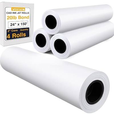 VOISEN Wide Format Paper,4 Rolls Plotter Paper 24 In x 150 Ft, CAD Bond Rolls,20lb,Bond Paper on 2" Core for CAD Printing on Wide Format Ink Jet Printers | 20lb CAD Bond Rolls, Bond Paper on 2" Core for CAD Printing on Wide Format Ink Jet Printers