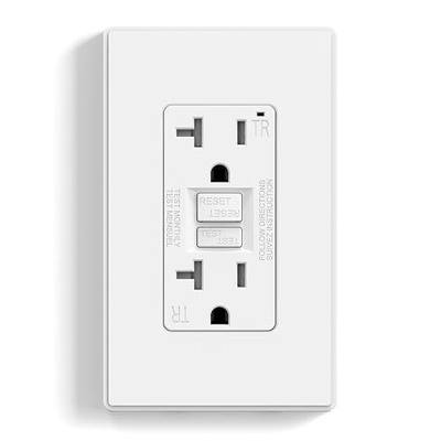 ELEGRP GFCI Outlet 20 Amp, Self-Test GFI Electrical Outlet with Thinner Design, TR Tamper Resistant GFCI Receptacle, Ground Fault Circuit Interrupters with Wall Plate, UL Listed, Matte White, 1 Pack