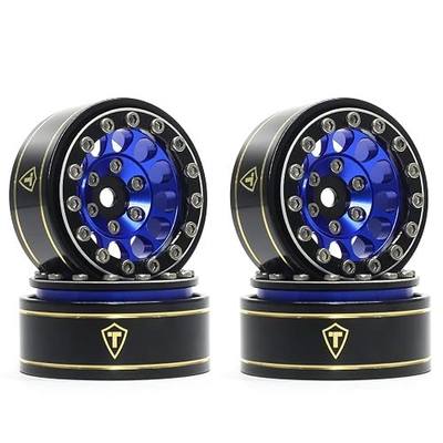 TREAL 1.0 Beadlock Wheels 12 Spokes Classic Rims (4P) for SCX24 AX24 FCX24 TRX4M 1/24 1/18 Crawler Car-Type I(Blue)