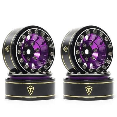 TREAL 1.0 Beadlock Wheels 12 Spokes Classic Rims (4P) for SCX24 AX24 FCX24 TRX4M 1/24 1/18 Crawler Car-Type I(Purple)