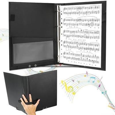 10.5" x 13.5" Sheet Music Folders,Large 4 Ring Choral Muisc Folder,Premium Concert Choral Folder Fits Letter Size 8.5 x 11 in/A4,Accomodate to Max 200 Pages for Choir Singer,Stage Performance